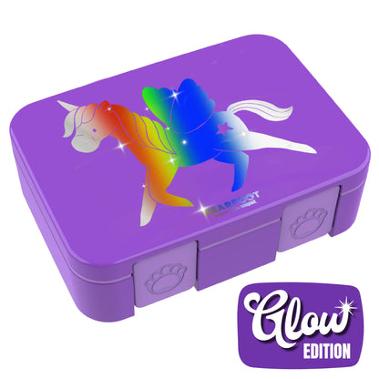 Brotdose mit Fächern, leicht & auslaufsicher - Einhorn GLOW