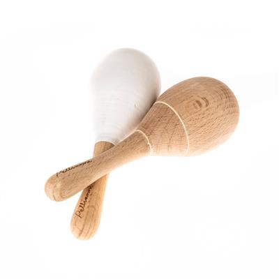 Pellianni: MARACAS NATURE/BLANC 12 cm, ensemble de 2, bois FSC, 10m+