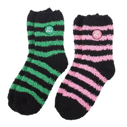 Ensemble de 2 paires de chaussettes rayées moelleuses Bonne Sorcière, Mauvaise Sorcière