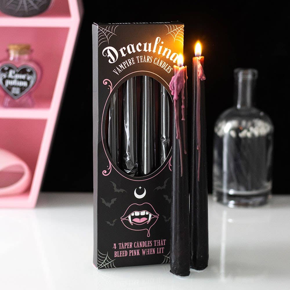Ensemble de 4 bougies gothiques roses “Vampire Tears”