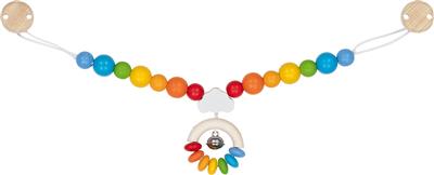 Goki Baby Hochet pour Landau: ARC-EN-CIEL L40cm, avec clips, en bois, en boîte fenêtre