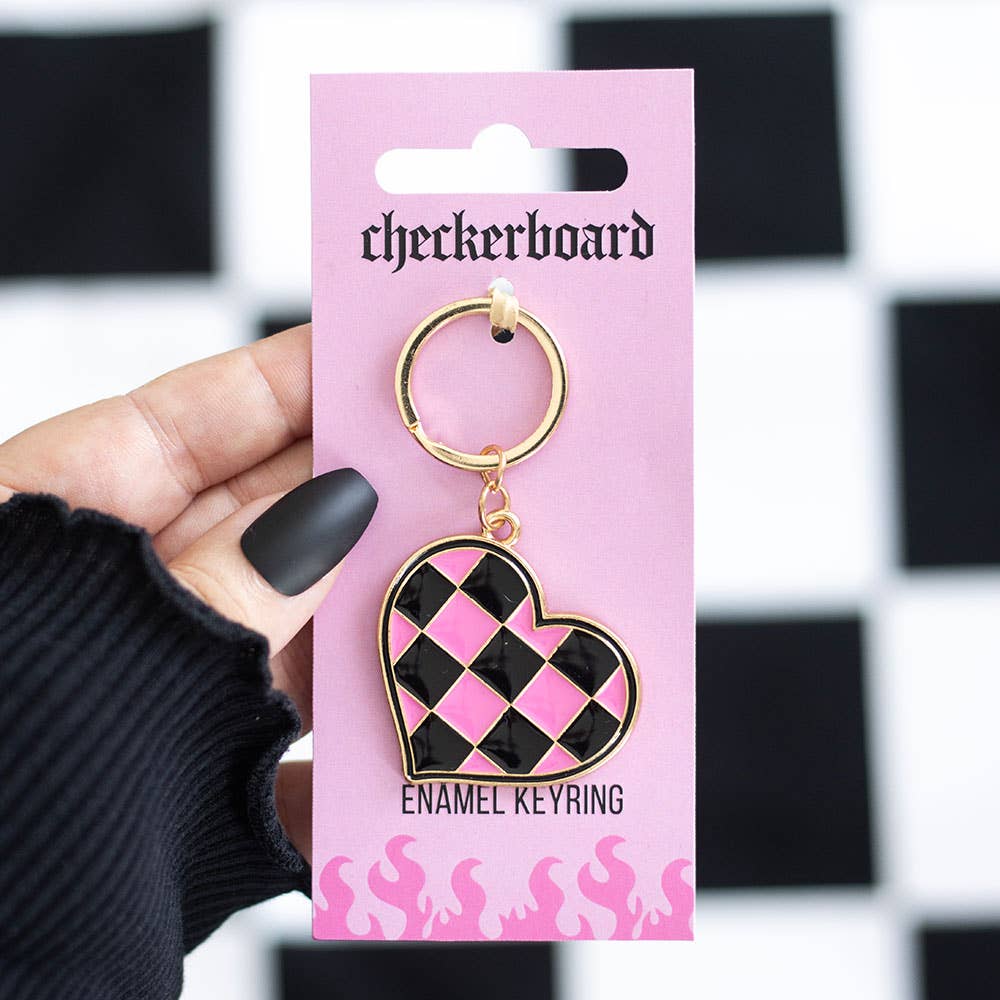 Porte-clés Cœur à damier
