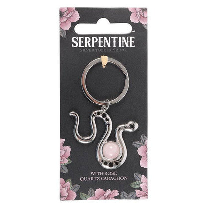 Porte-clés serpent avec cristal de quartz rose