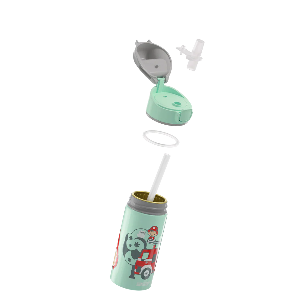 Botella de agua de aluminio Miracle Kids de 0,4 L con diseño de bombero 
