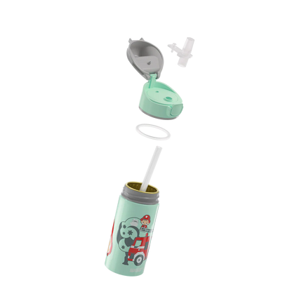 Botella de agua de aluminio Miracle Kids de 0,4 L con diseño de bombero 