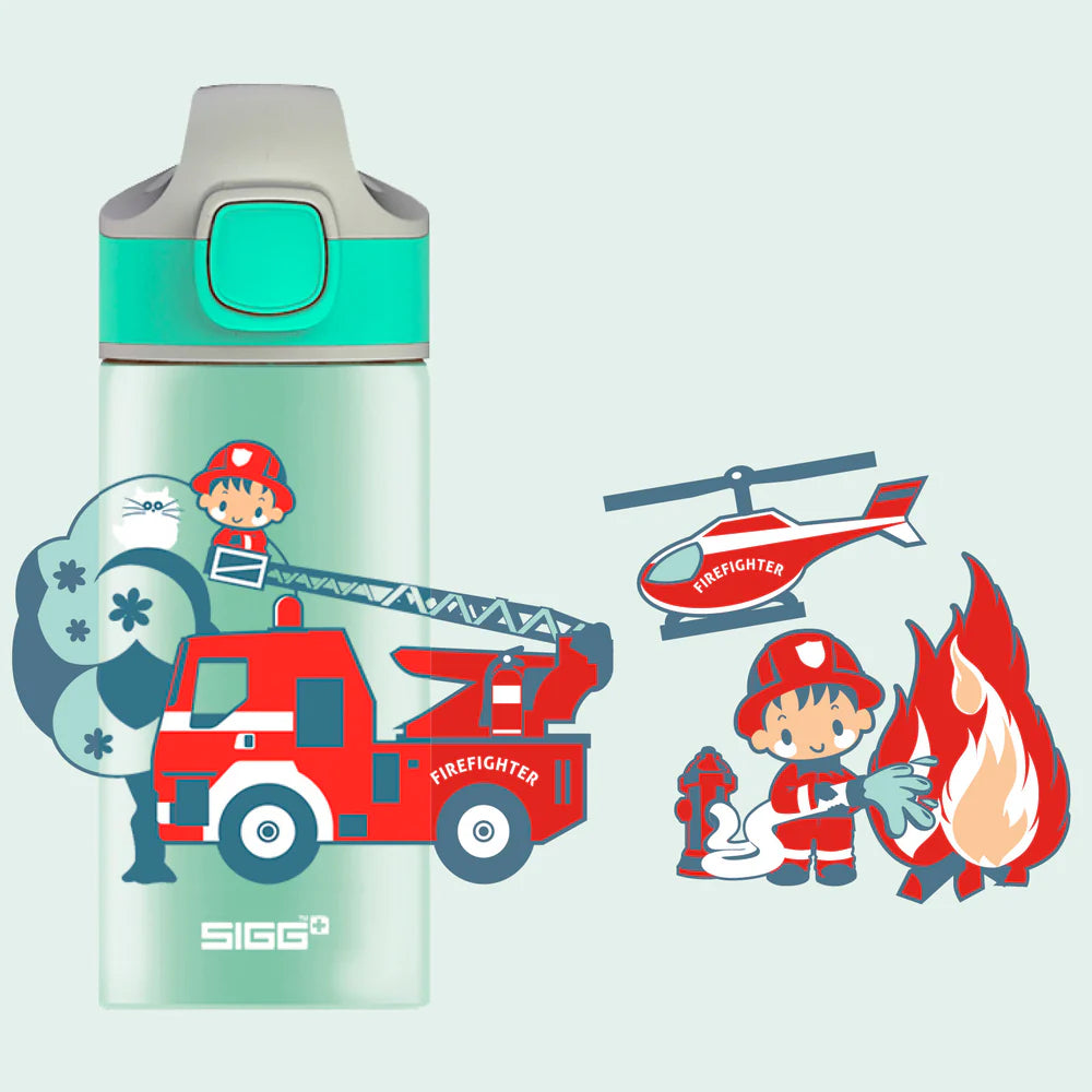Botella de agua de aluminio Miracle Kids de 0,4 L con diseño de bombero 