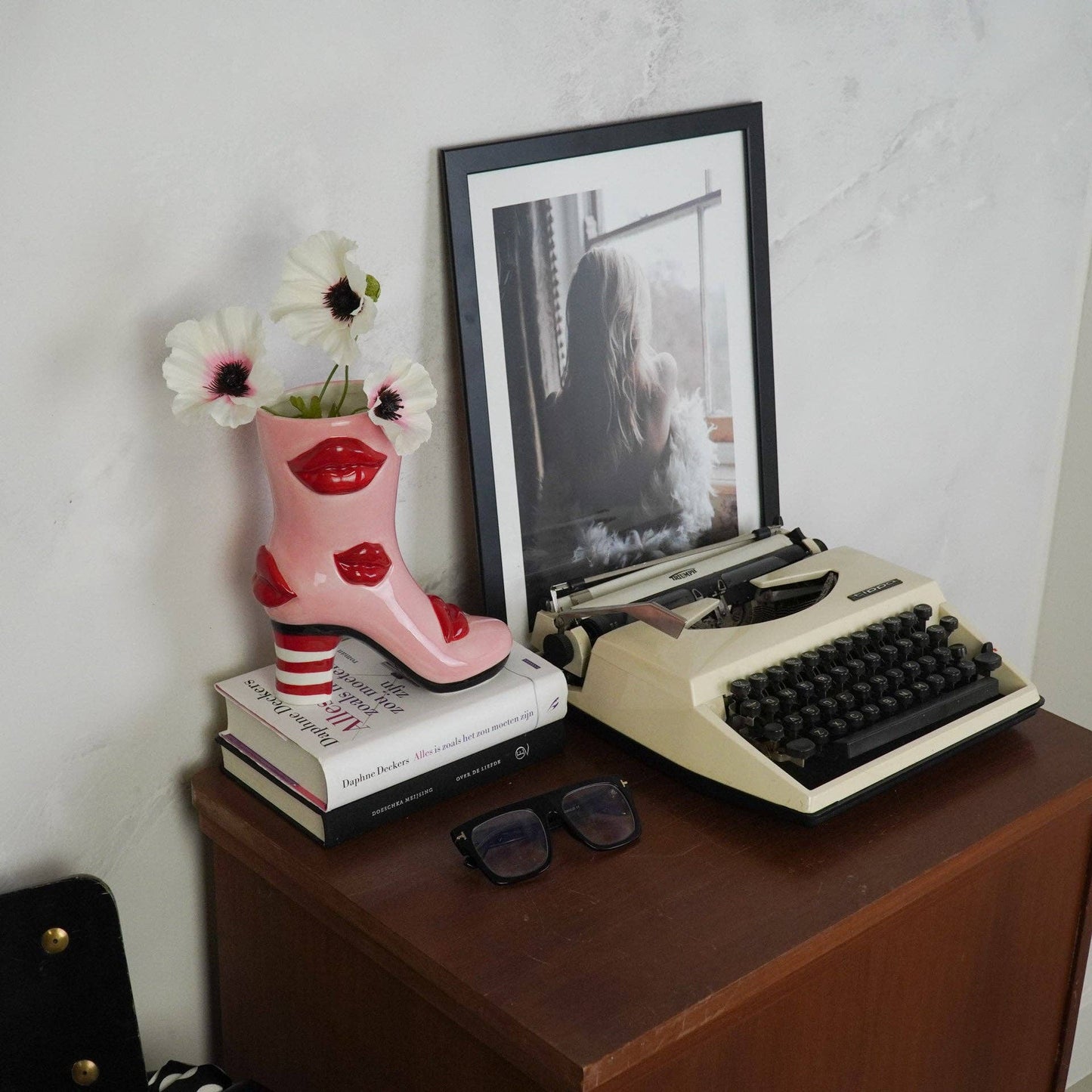 Vase Botte avec Lèvres - Rose/Rouge