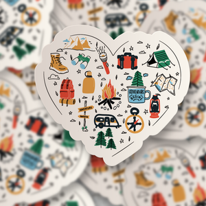 Sticker voor liefhebbers van kamperen en buitenavonturen