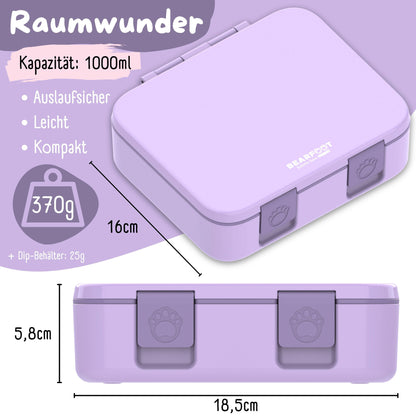 Brotdose mit Fächern, leicht & auslaufsicher - lila
