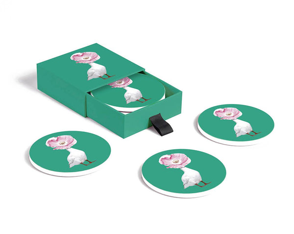 Conjunto de 4 bases para copos em cerâmica Diva