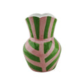 Vaso às riscas em cerâmica, verde/rosa, 16x16x22cm