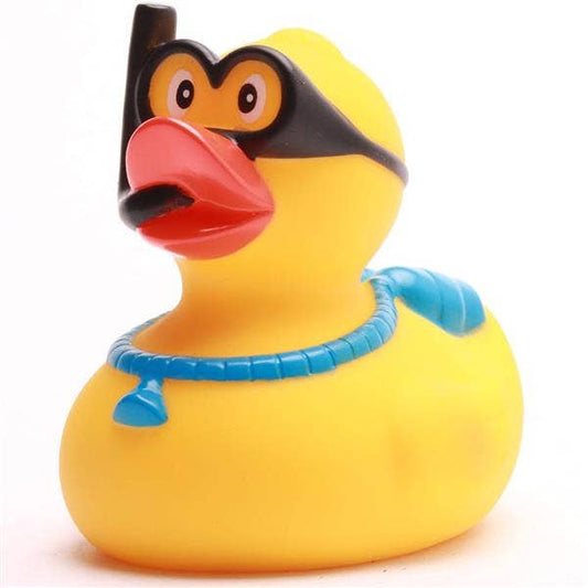 Pato buceador con tanque de oxígeno