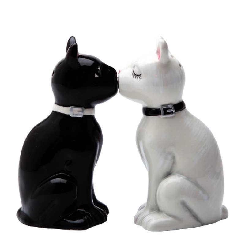 Conjunto de saleiro e pimenteiro com tema de felinos