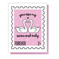 Carte Letterpress « Cygnes Amoureux »