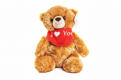 Urso de peluche (castanho) com cachecol "Amo-te"