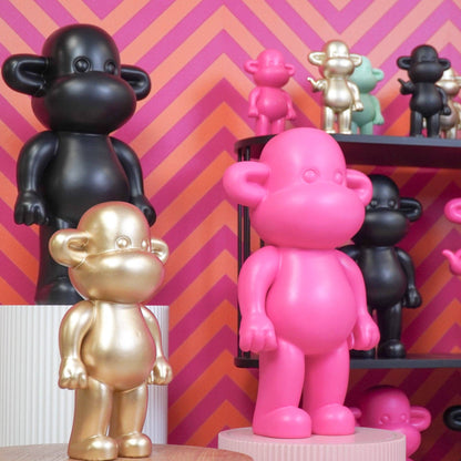 Ornament - Monkey Figurine 'The Legend' - Resin - Pink - 33x21x50cm