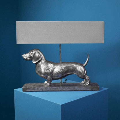 Lámpara de mesa Frank Silver/Grey Dachshund, Poly, 60 x 14 x 48,5 cm
