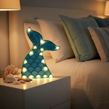 Figurines Lumineuses en Bois Sirène & Coquillage