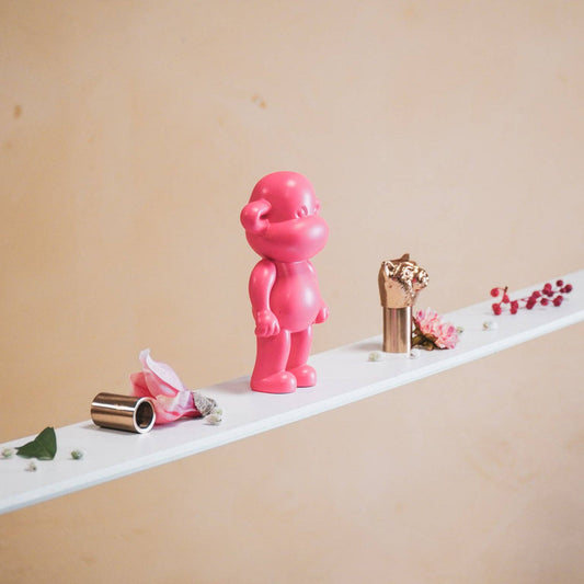 Adorno - Figura de mono 'La Leyenda' - Resina - Rosa - 11x7x19cm