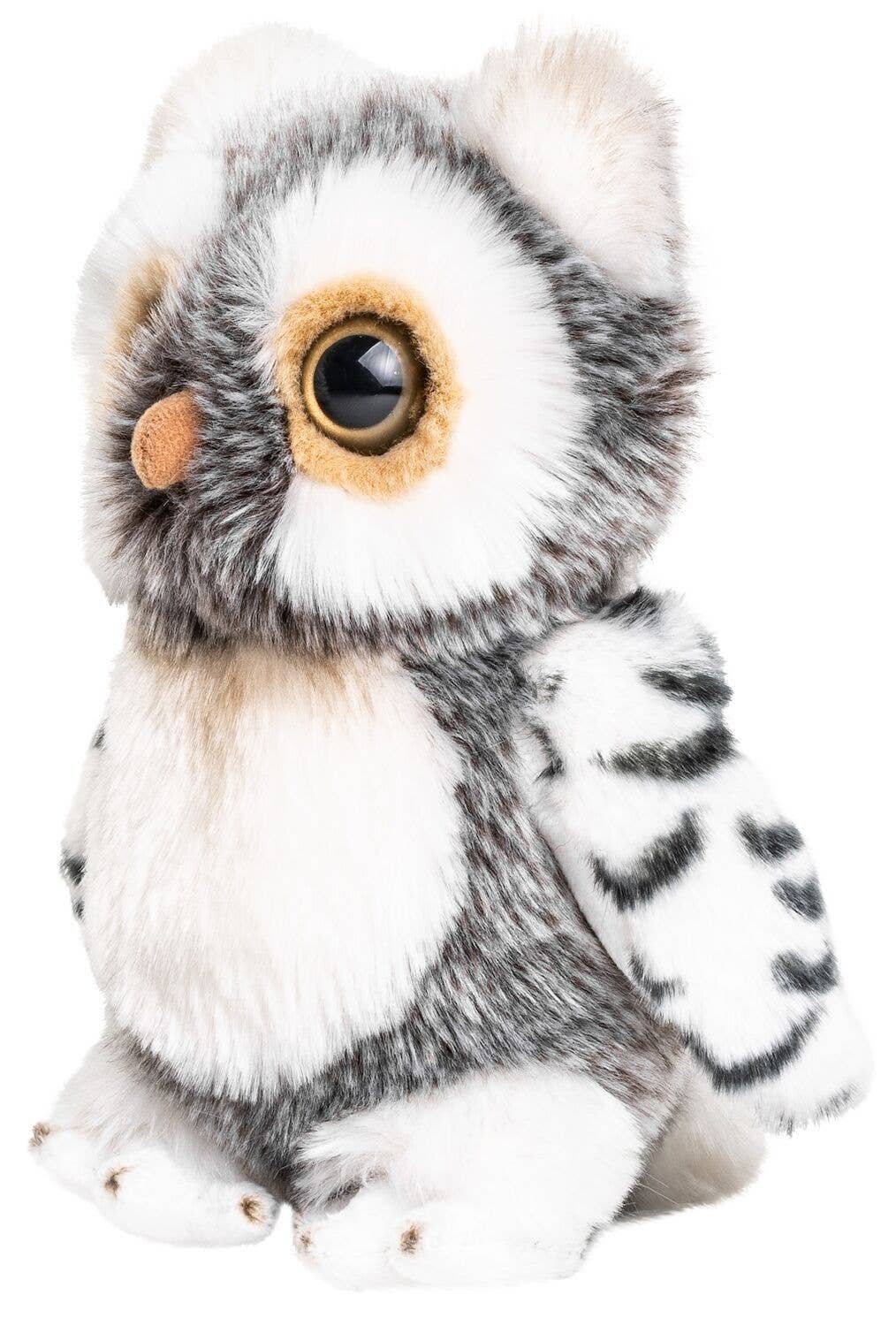 Uil (grijs-wit) - 18 cm (hoogte) - knuffel/pluche