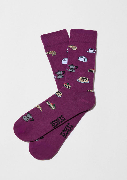 BeSweetBreakfast Violet - Chaussettes en Coton 100% Biologique