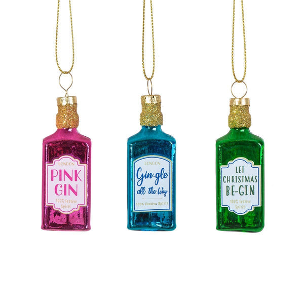 Mini enfeites de Natal, garrafas de gin