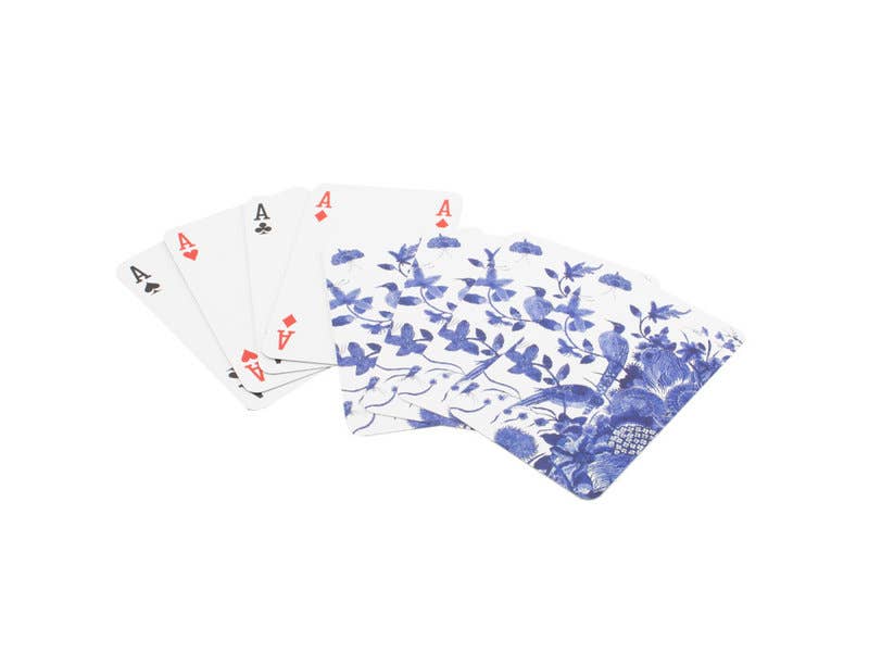 Cartes à jouer, oiseaux bleu de Delft