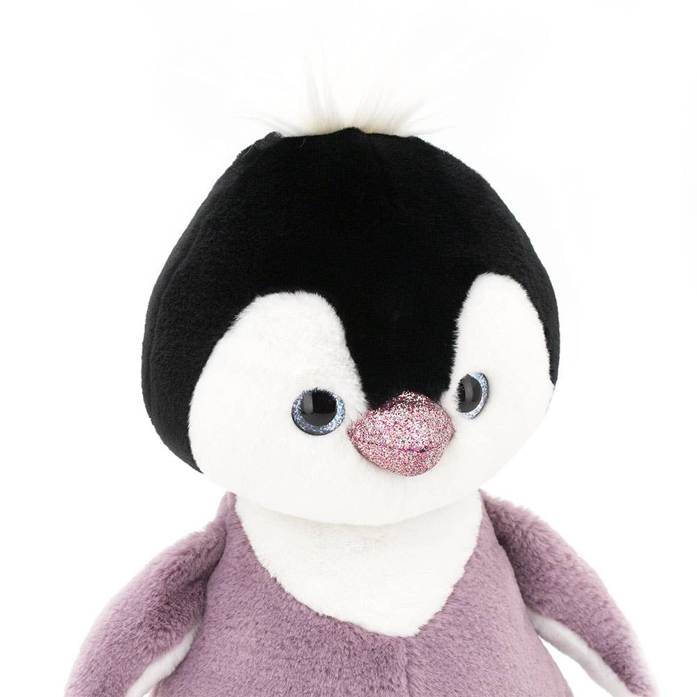 Fluffy penguin plush toy, lilac color, 35 cm, 0+