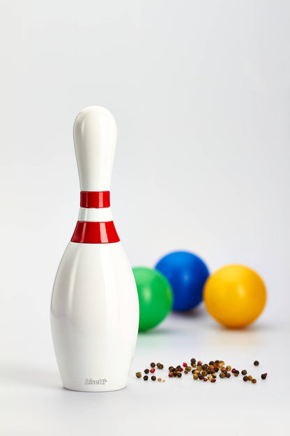 Moulin à épices « Bowling » en hêtre laqué blanc
