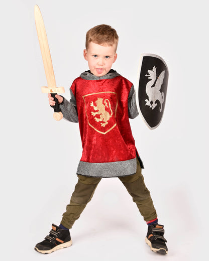 Red Knight Tunic with Hood 98-104 cm 2-4 years