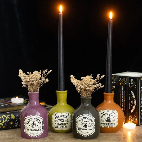 ハロウィーン用ポーションボトル型花瓶兼キャンドルホルダー4個セット