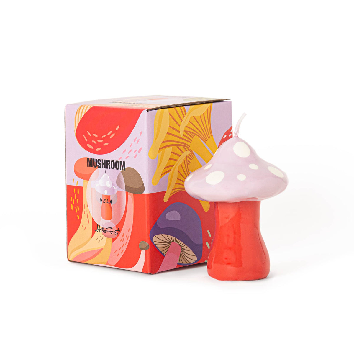 Petite Bougie Champignon Rose Peinte à la Main