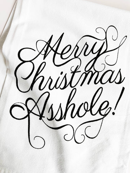 Merry Christmas Asshole Tea Towel