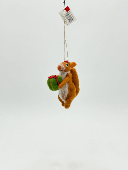 Hanging Christmas tree decoration in the form of a felt squirrel figurine