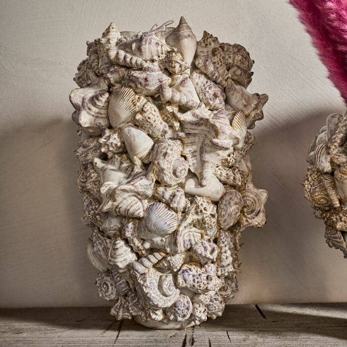 Jarrón de conchas marinas, gres natural L