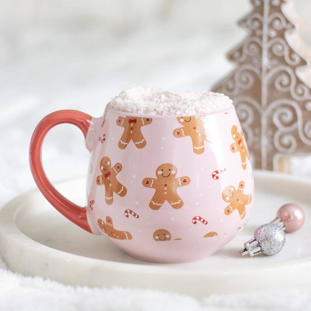 Gingerbread Christmas mug and stocking set