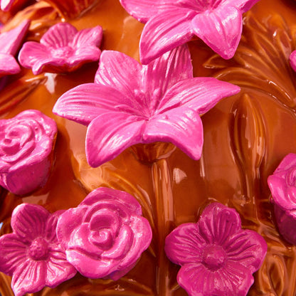 Vase Verano, Grès Orange/Rose, 34 x 29,5 cm