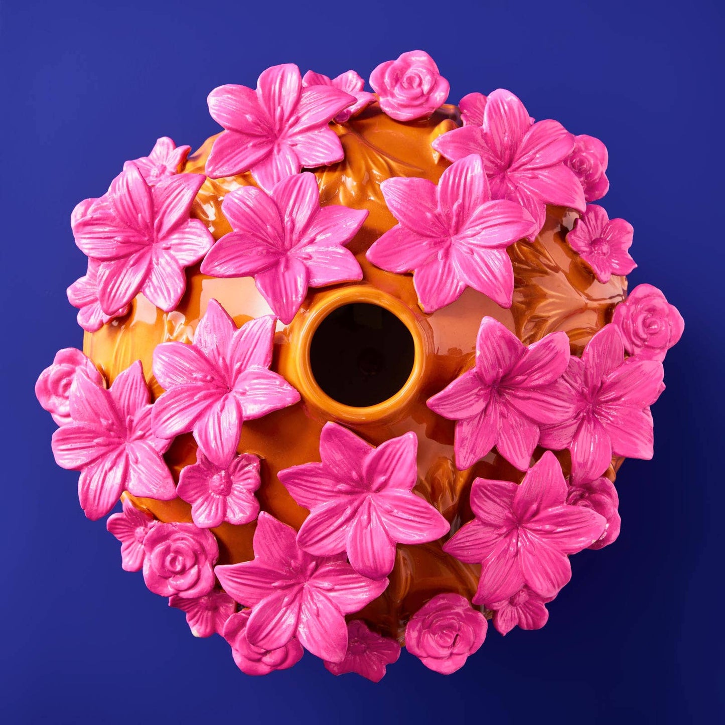 Vase Verano, Grès Orange/Rose, 34 x 29,5 cm