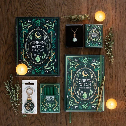 Green witch's book-shaped storage box