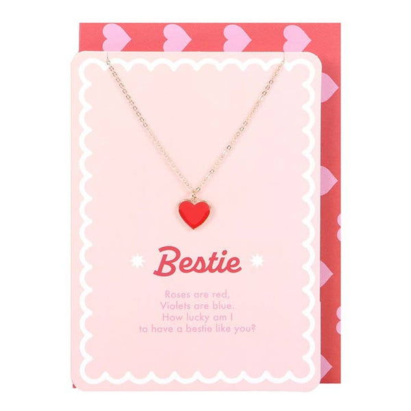 Collana a forma di cuore in smalto, biglietto d'auguri per San Valentino per la migliore amica