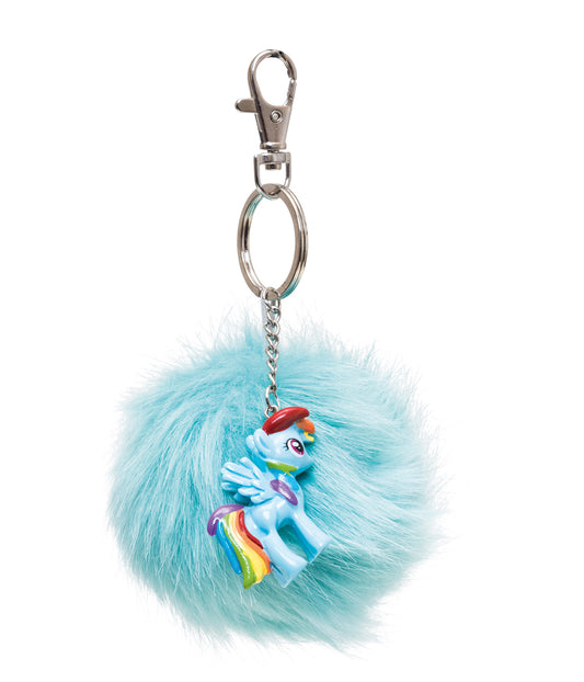 Porta-chaves Rainbow Dash com pendente em pele sintética e figura 3D