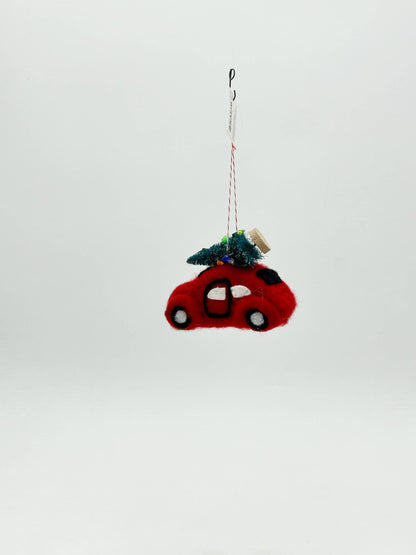 Décoration à suspendre Voiture de Noël en feutre