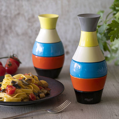 Grand moulin à épices « Vase » en hêtre laqué multicolore