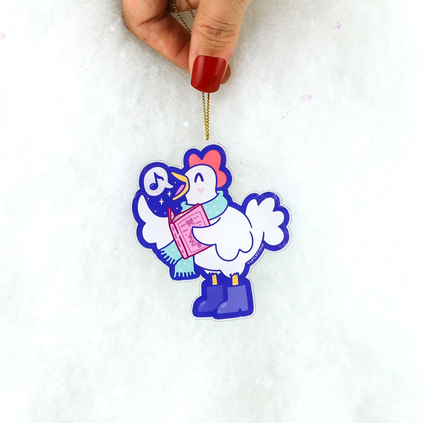 Decoración navideña de gallina cantante