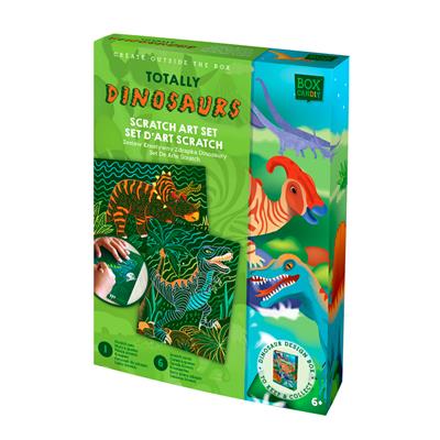 Box Candiy: Totally Dinosaurs - SET D'ART SCRATCH, avec 6 cartes (15,5x20,5cm), en boîte cadeau 4x17x23cm, 6+