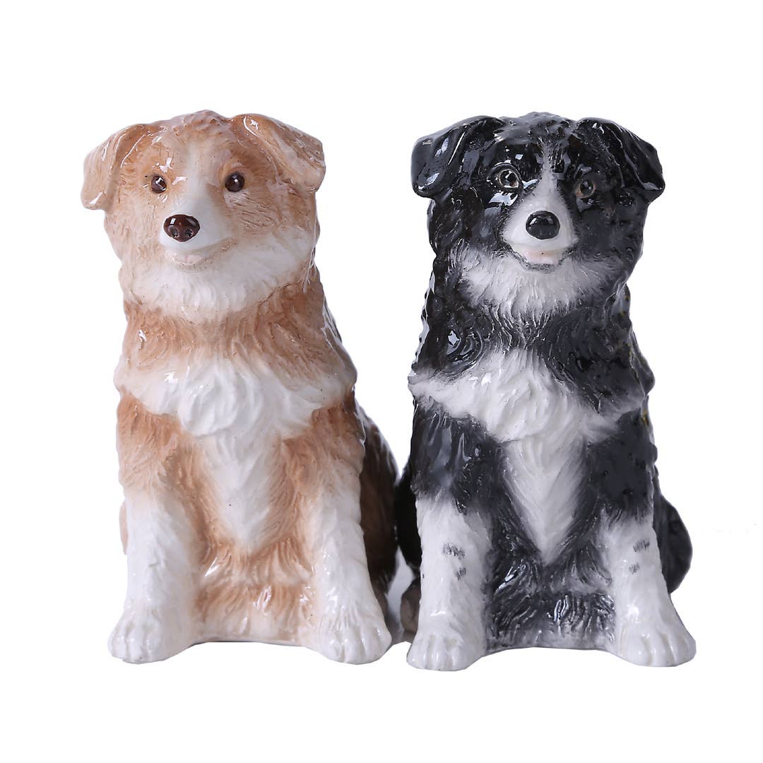 Set di saliera e pepiera in ceramica a forma di Border Collie