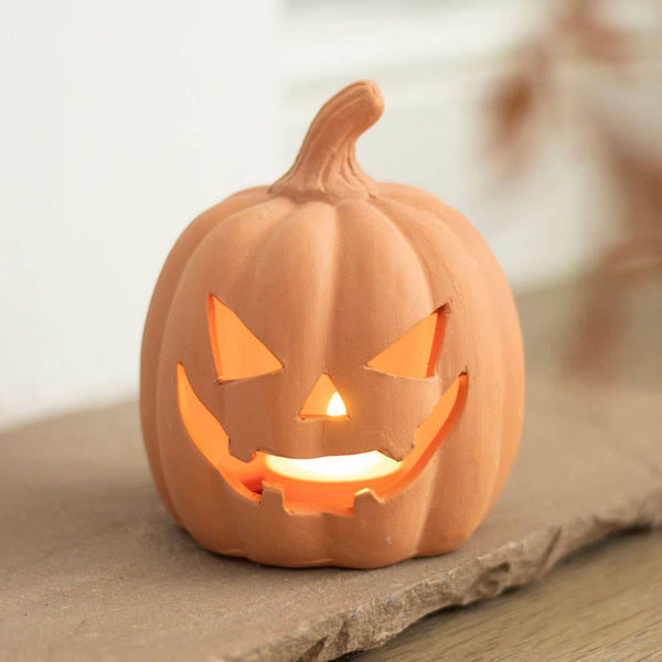 Citrouille d'Halloween en terre cuite 12,5 cm