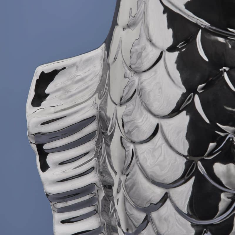 Escultura/jarrón de pez Blubb, gres plateado