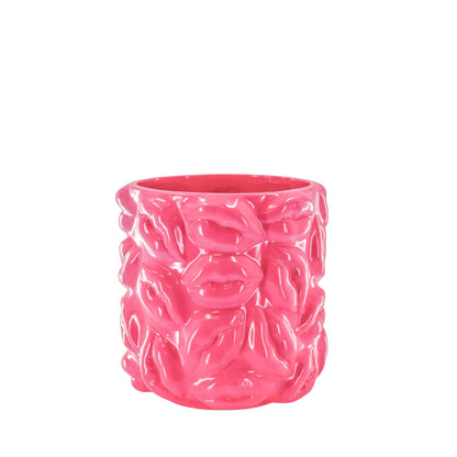 Pot - Kisses - Ceramic - Neon Pink - 17.5x17.5x17.5cm