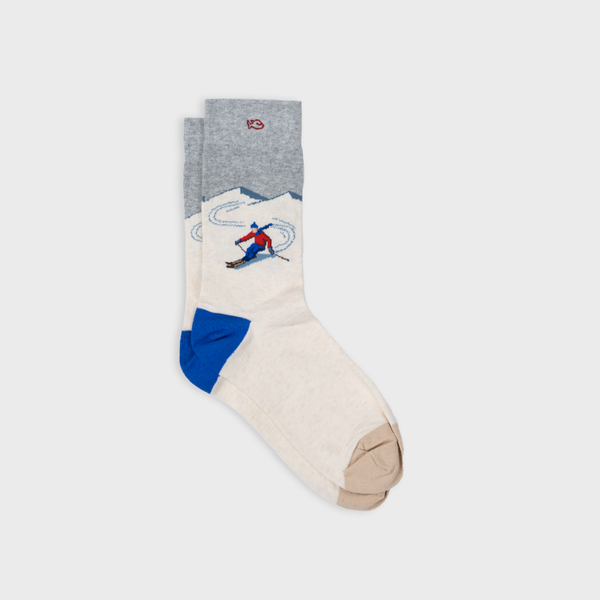 Calcetines de algodón peinado con estampado de esquiador